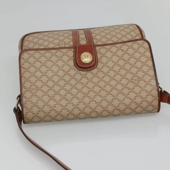 CELINE Macadam Canvas Shoulder Bag PVC Beige Gold Auth bs24047 - Picture 7 of 16